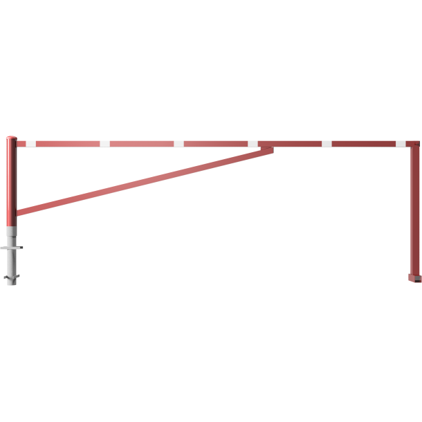 Swing barrier | for casting in concrete, hot-dip galvanized and red coated with white reflecting rings | clear width: 4000 mm | for padlock